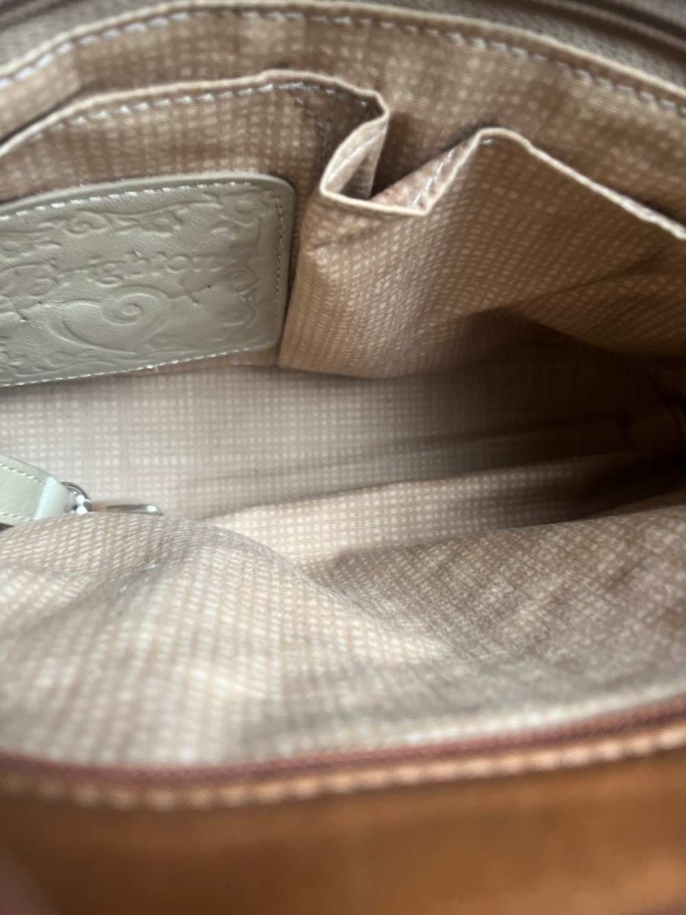 Brighton Eva Woven Straw Tote Shoulder Crossbody Bag with Brown Leather Trim - Picture 9 of 16